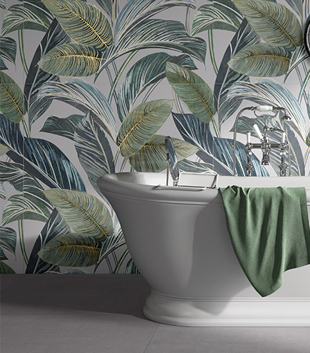 Piastrelle bagno foglie